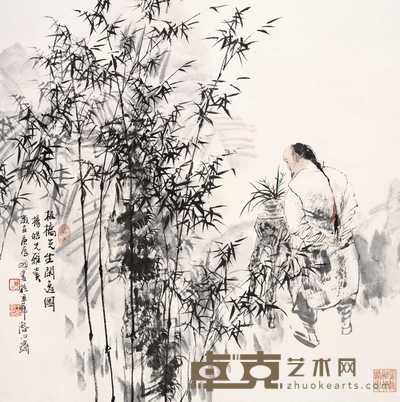 王明明 2000年作 板桥闲逸图 镜心 68×69cm